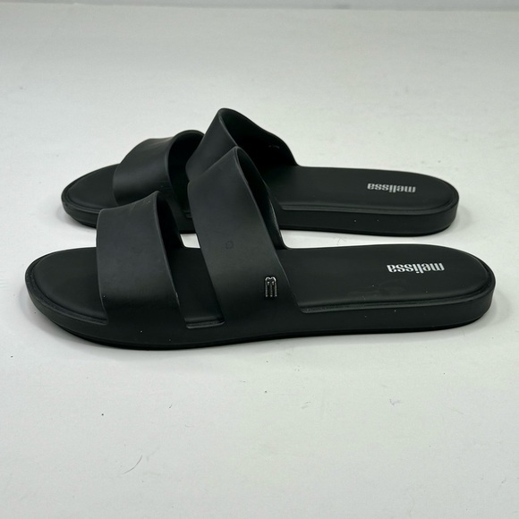 Melissa Color Pop sandals slides BLACK rubber vegan 8 - Picture 4 of 10
